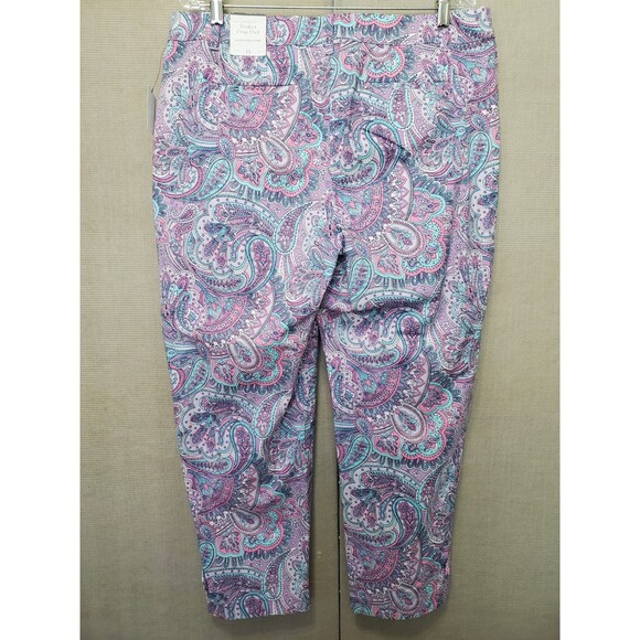 Talbots Perfect Crop Pant Cotton Blend Paisley Size 14 NWT - Picture 2 of 7